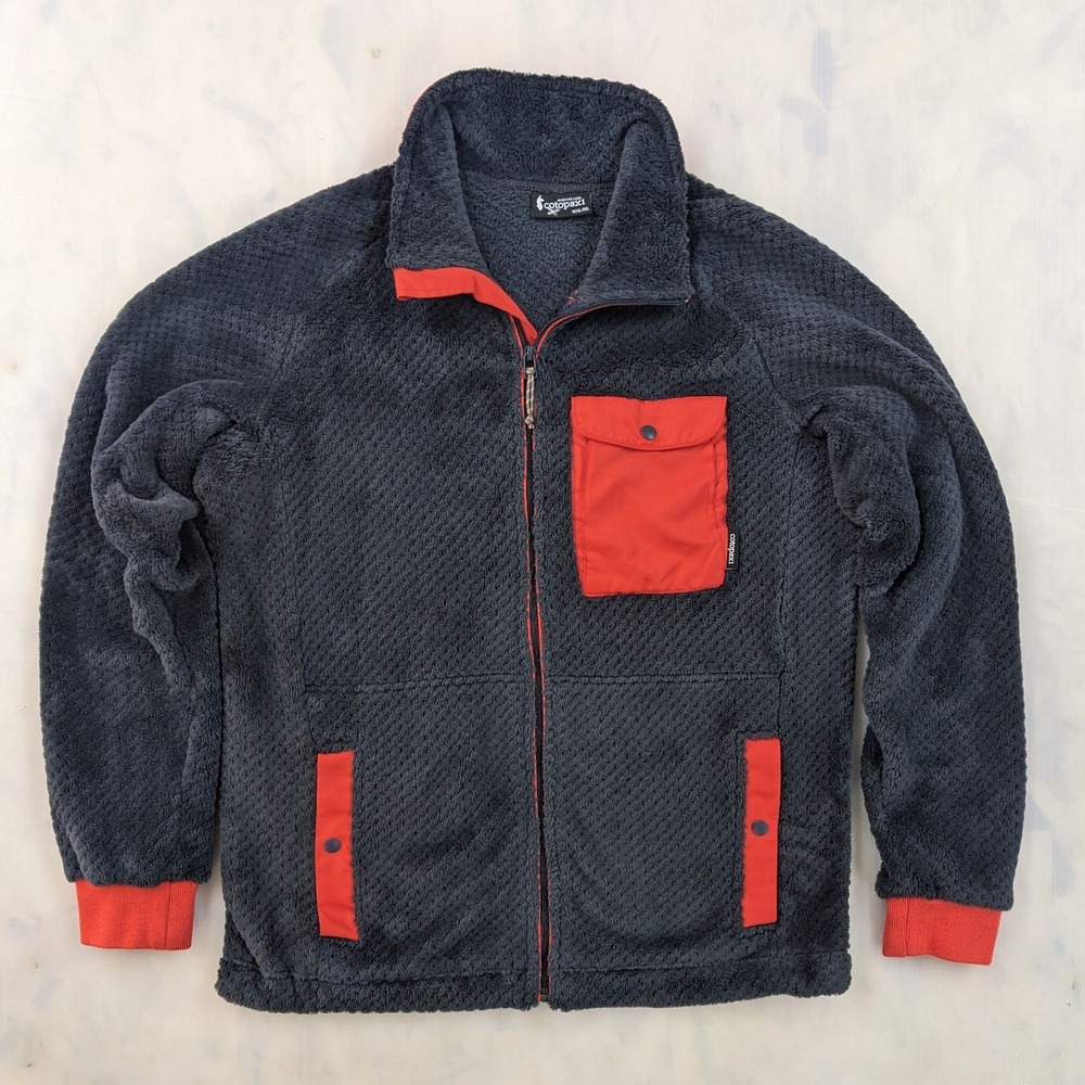Cotopaxi Capitan Highloft Fleece Jacket Womens XL/Mens L Full Zip Up Grey Red